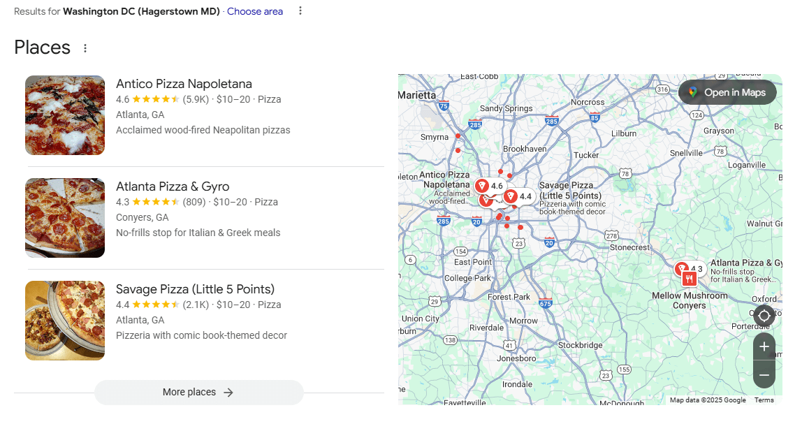 example of a Local Pack