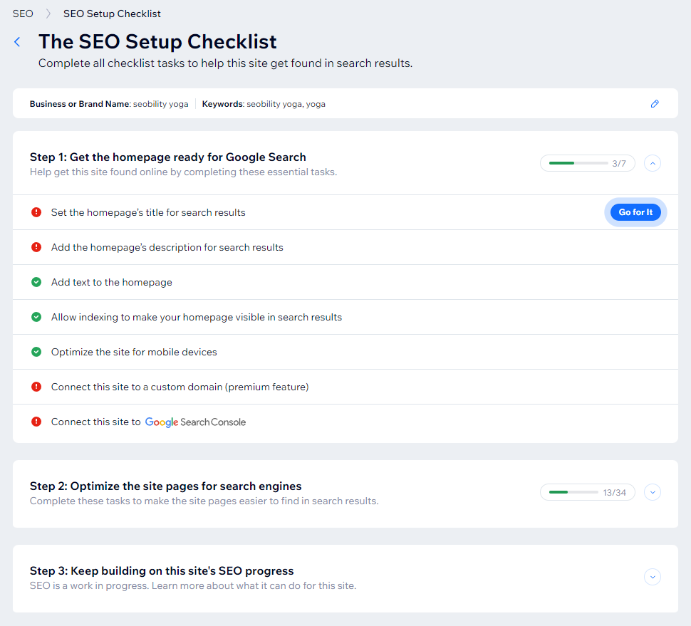 SEO Setup Checklist