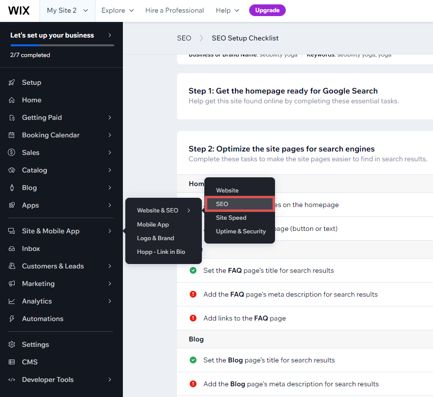 Wix SEO Setup Checklist